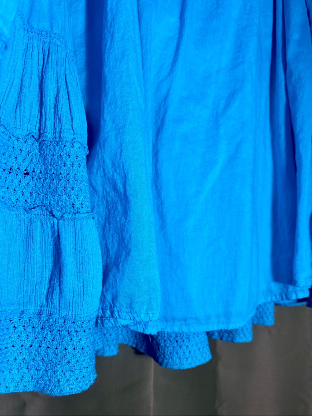 Turquoise Tiered Boho Peasant Skirt Light cotton Sz XL w/drawstring - Picture 4 of 5